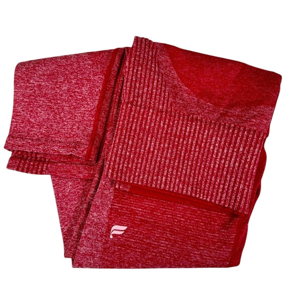 Fabletics Ombre Red Marl Seamless High‎ Waisted Leggings XL Athleisure Gym Yoga